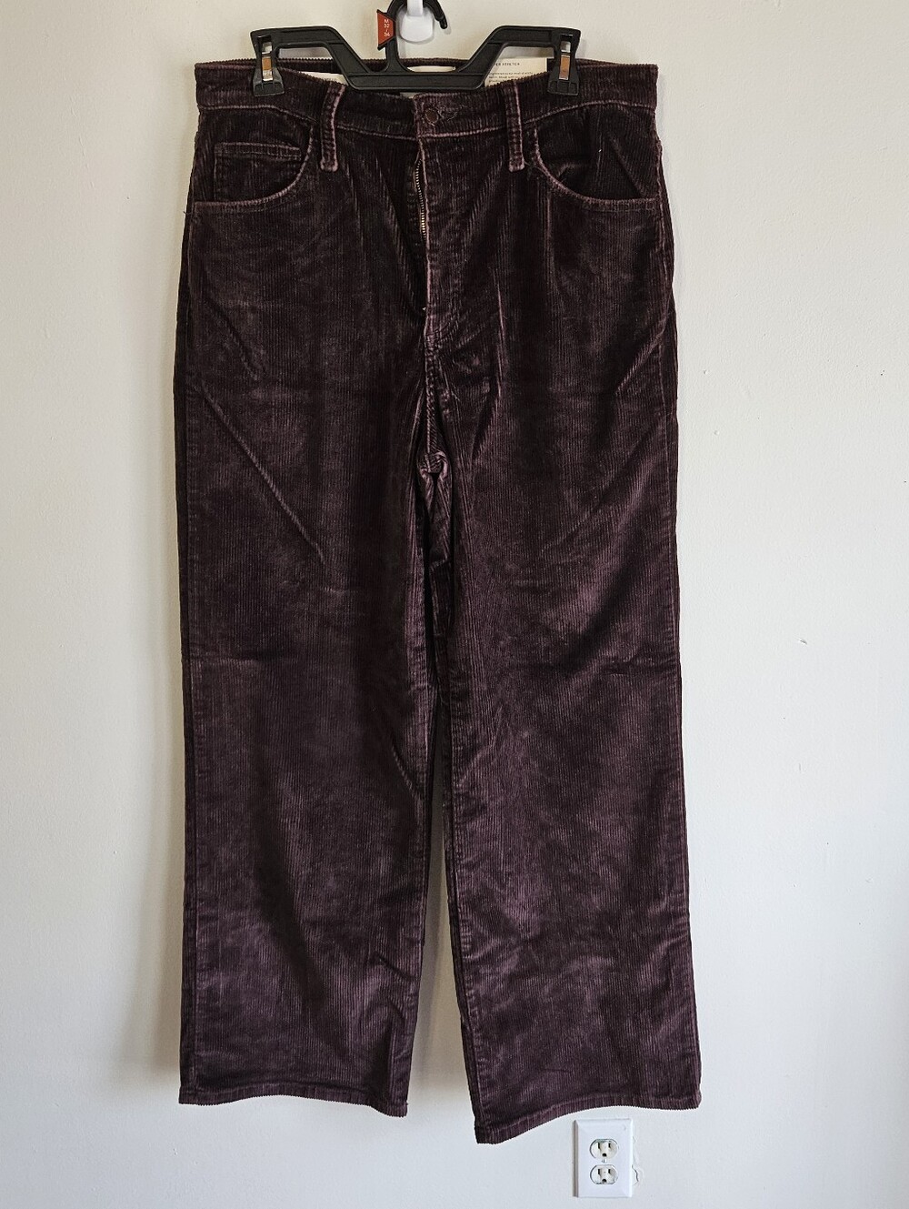 High Rise Wide Leg Corduroy Pants Chocolate Brown Super Stretch Trousers Size 12